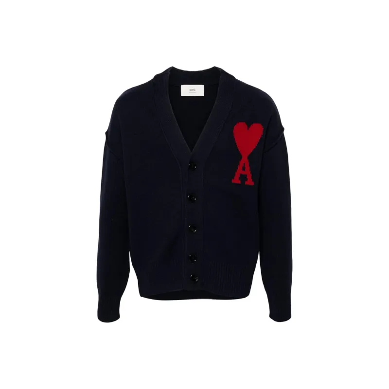 AMIPARIS Paris Ami De Coeur Logo Detailed V Neck Cardigan-0