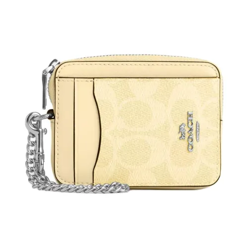 COACH Coated Canvas Card Holder Women's Yellow