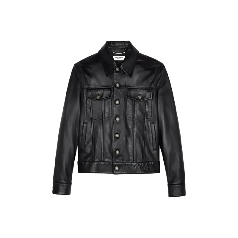 SAINT LAURENT Button up Leather Jacket-0