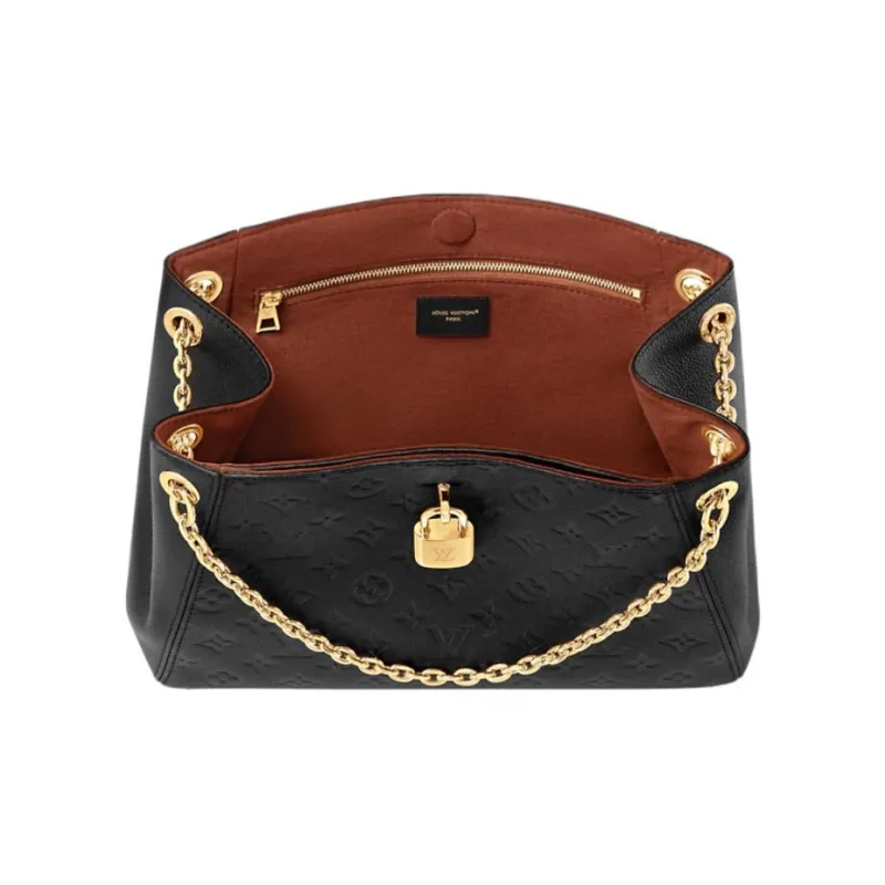 LOUIS VUITTON Cow Leather One Shoulder Handbag Small Size Women's Black-3