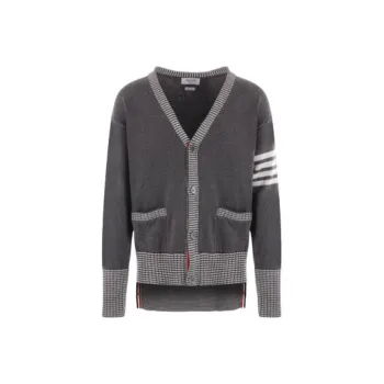 THOM BROWNE 4 Bar Striped Knit Cardigan
