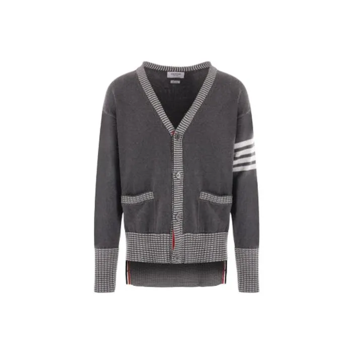 THOM BROWNE 4 Bar Striped Knit Cardigan-0