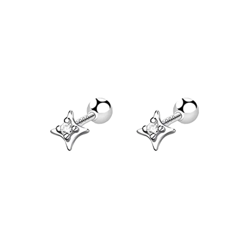 Rhymes 999 Fine Silver Stud Earrings Women's-5