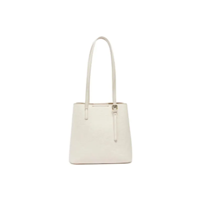 Three Blessings PU Tote Bag, Shopping Bag, Handbag, Shoulder Bag Medium Size Women's Black/Pure White-12