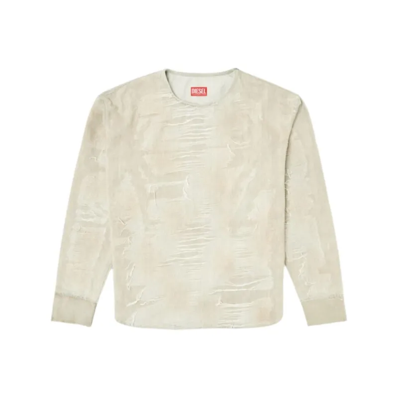DIESEL D Just Fsg1 Distressed Jacquard Denim Sweatshirt-0