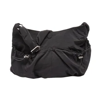 Three Blessings Fabric Crossbody Bag, Shoulder Bag Medium Size Women's Black/White