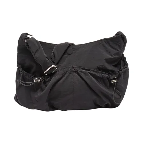 Three Blessings Fabric Crossbody Bag, Shoulder Bag Medium Size Women's Black/White