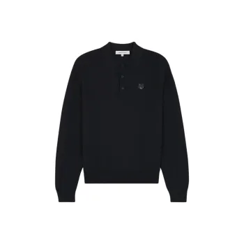 Maison Kitsune Fox Head Patch Fine Knit Polo Shirt