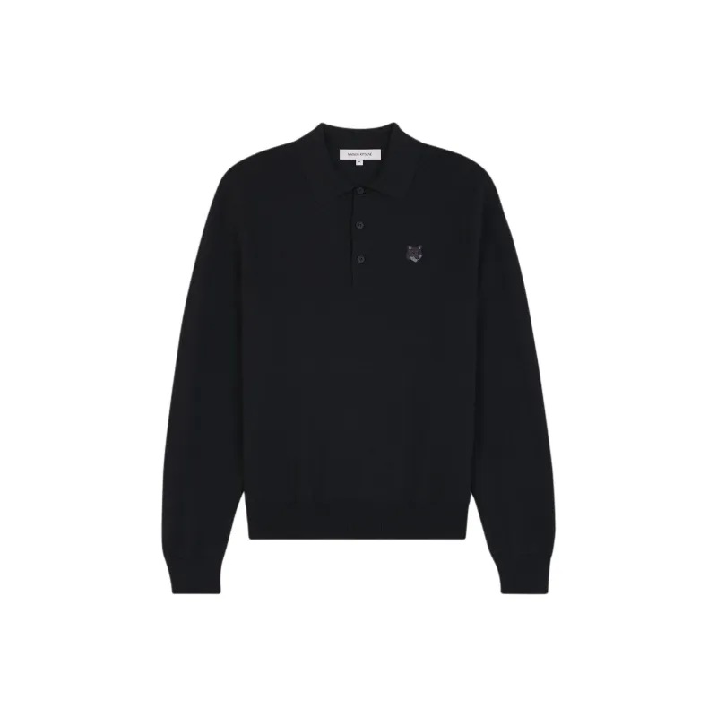 Maison Kitsune Fox Head Patch Fine Knit Polo Shirt-0