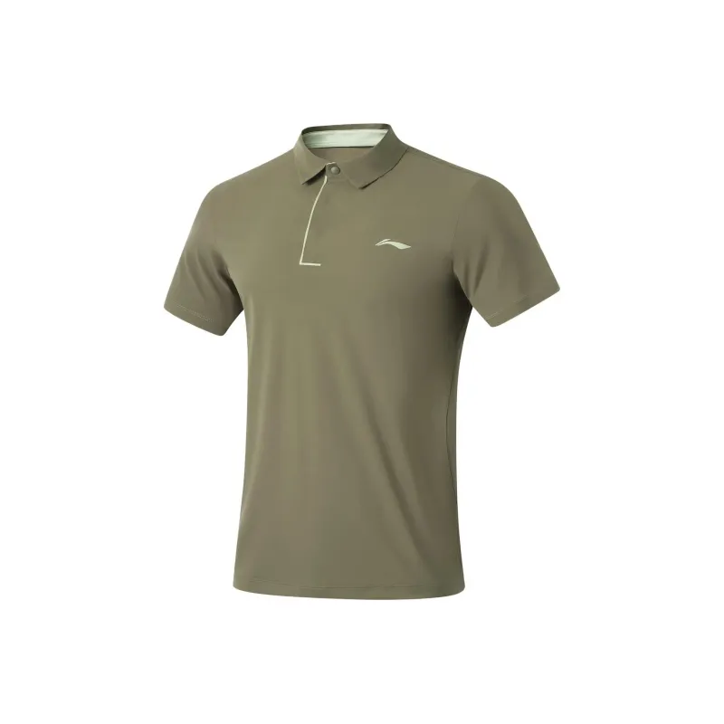 LiNing Fitness Series Polo Shirt Men Army Sail Green-0