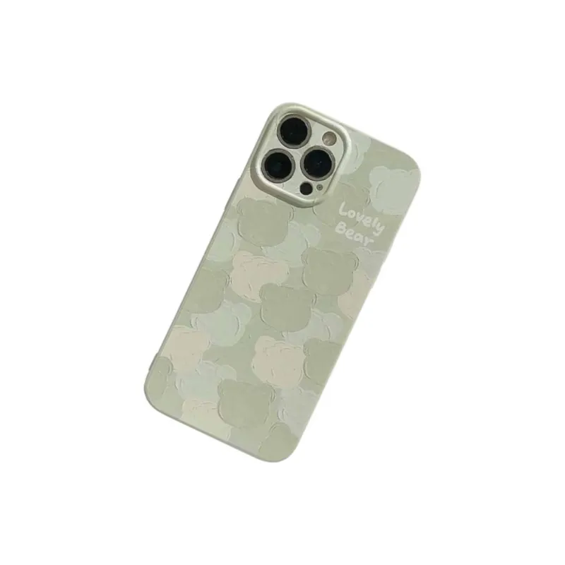 Wei Xin TPU Material Matcha Green Bear Head Phone Cases Compatible With IPhone 16/15 Pro Max/Apple 13/14 Pro/Max-1