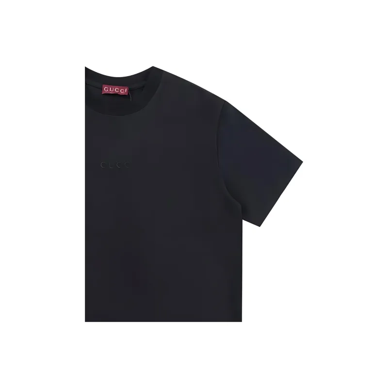 GUCCI Logo Embroidered Crewneck T-Shirt-3