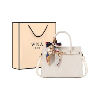 Vigno Synthetic Leather Handbag, One Shoulder, Crossbody Bag Women's Ecru