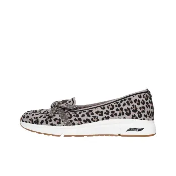 Skechers Arch Fit Casual Single Shoes Low Heel < 3cm Women's Leopard Print Brown