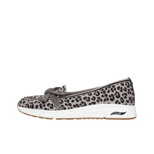 Skechers Arch Fit Casual Single Shoes Low Heel < 3cm Women's Leopard Print Brown