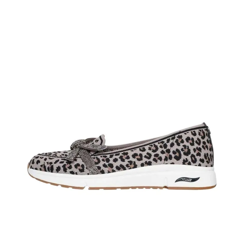 Skechers Arch Fit Casual Single Shoes Low Heel < 3cm Women's Leopard Print Brown-0