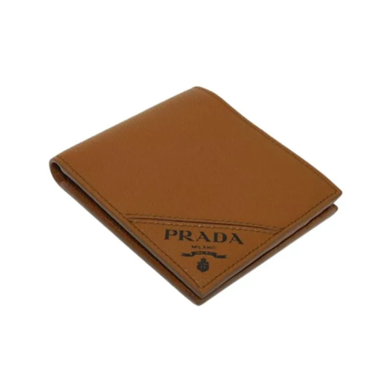 PRADA Cow Leather Wallet Men's Brown-4