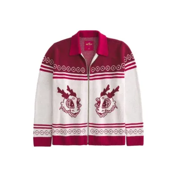Hollister Knitwear Unisex Red And Cream