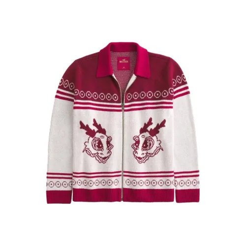 Hollister Knitwear Unisex Red And Cream