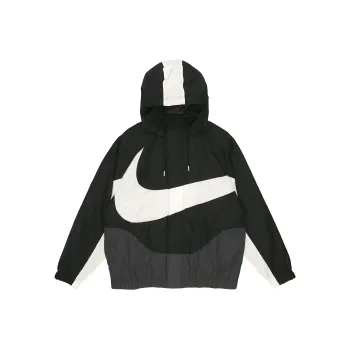 Nike Sportswear Swoosh Hooded Woven Large Logo Jacket Black