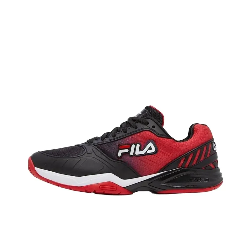 FILA Volley Zone Anti Slip Wear Resistant Low Top Casual Running Shoes Men's Red Black-0