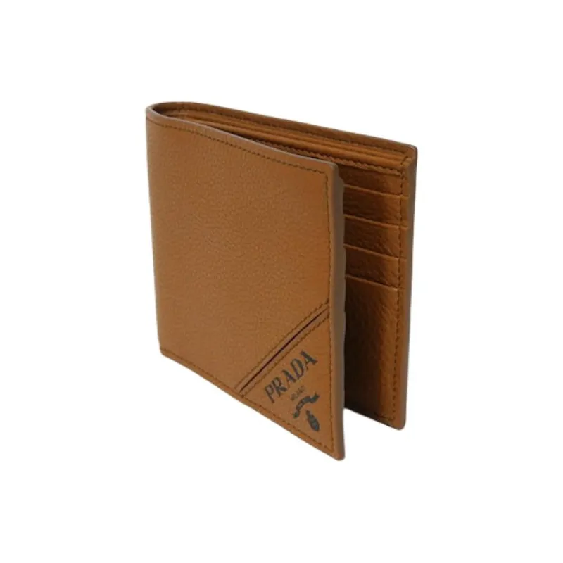 PRADA Cow Leather Wallet Men's Brown-1