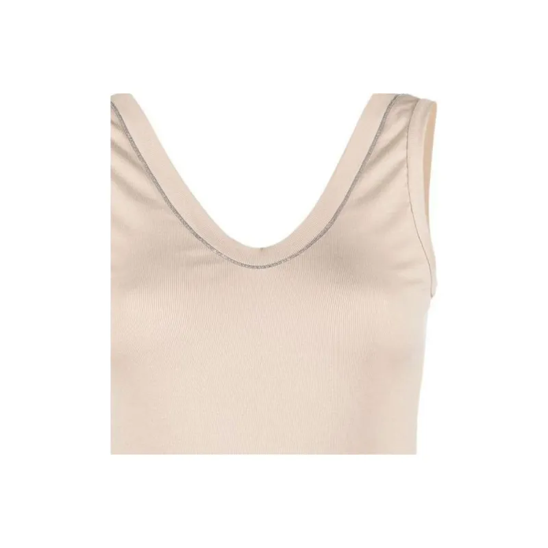 Brunello Cucinelli Monili Bead embellished Ribbed knit Tank Top-4