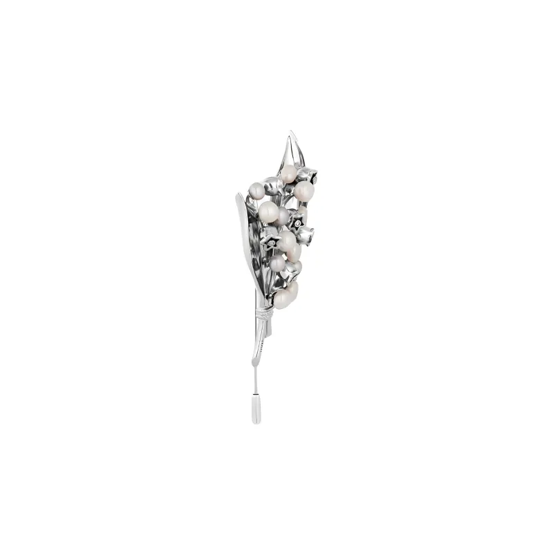 DIOR Silver Finish Brass With Pearl Decoration Brooches Women's Silver-2