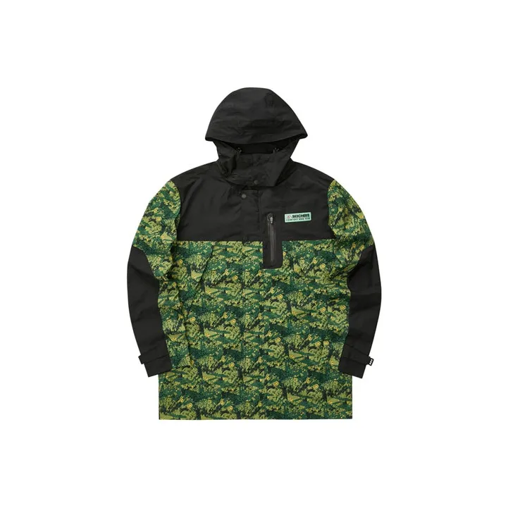 Skechers Stroll Jackets Men Green With Camouflage All Over Print Flower 01E7-0
