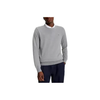 Tommy Hilfiger FW23 Solid Crewneck Sweater Sweaters Grey Heather Sweater Men's Gray