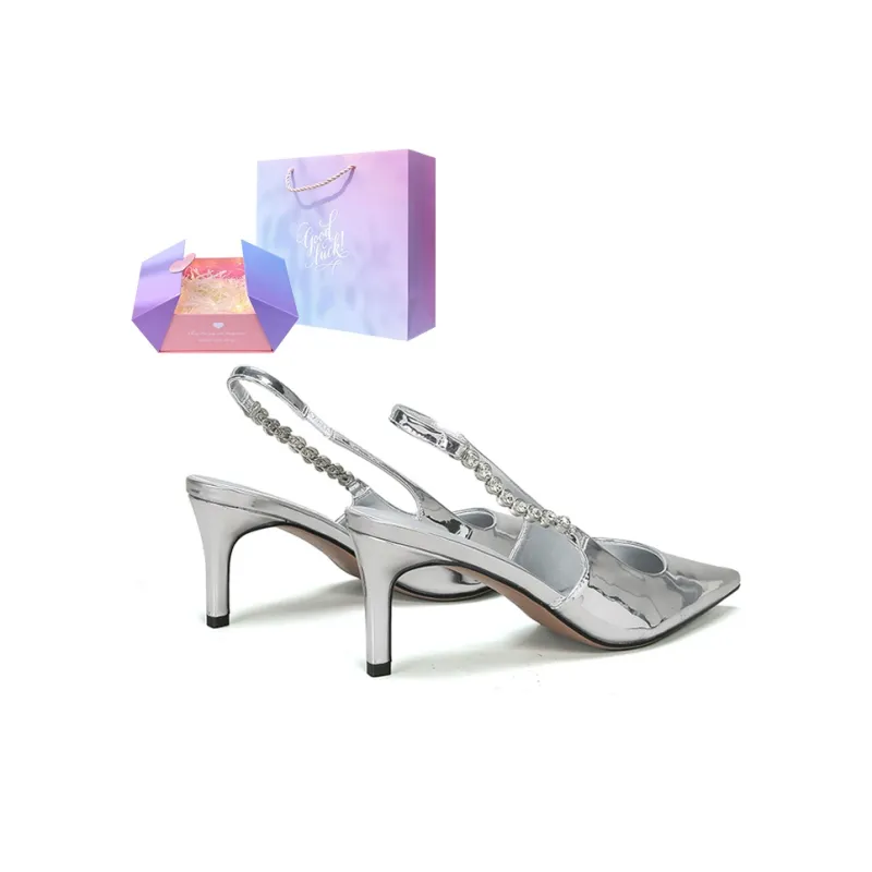 MABEL&CO Slim Heel High Heels 7cm Women's Silver-2