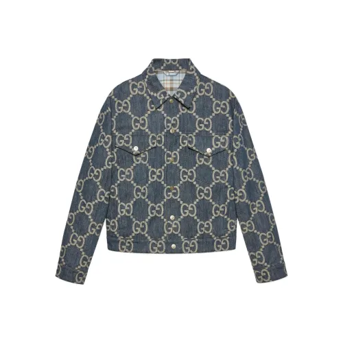 GUCCI Pineapple SS22 Jackets Coats Men's Blue