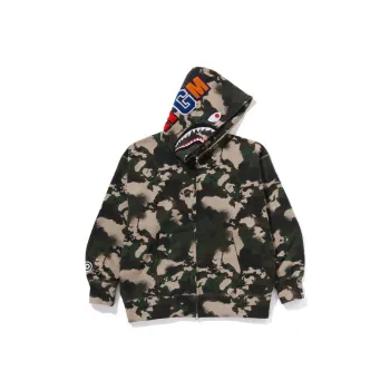 A BATHING APE Map Camo Shark Relaxed Fit Full Zip Hoodie