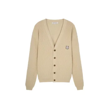 Maison Kitsune Fox Head Embroidered Knitted Cardigan