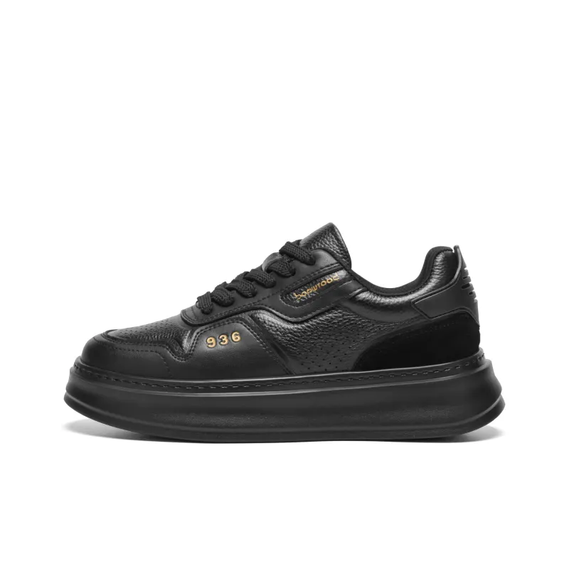 Meixi Breathable Height Increase Low Top Skateboard Shoes Men's Black-0