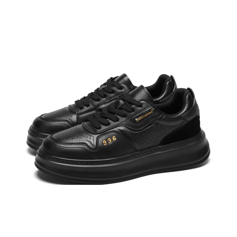 Meixi Breathable Height Increase Low Top Skateboard Shoes Men's Black-1