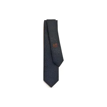 HERMES Silk Ties Men's Black/Charcoal Gray