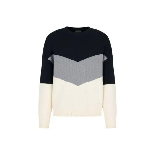 EMPORIO ARMANI Virgin Wool Jumper With Ottoman Diagonal Stripes