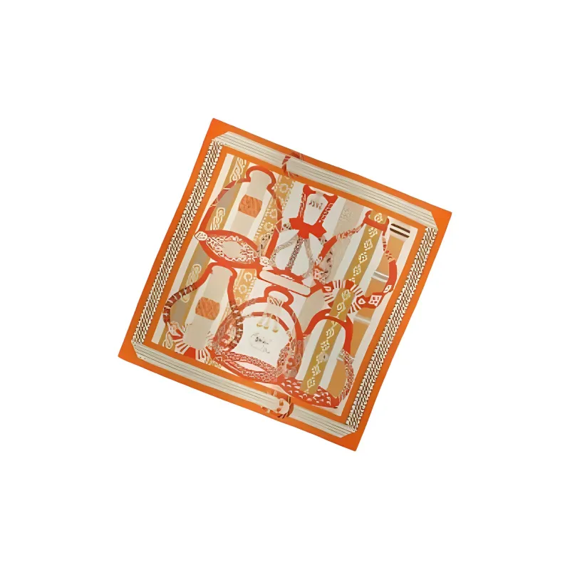 HERMES Cashmere Shawls Women's Red/Apricot/Orange/Pink/Blue-2