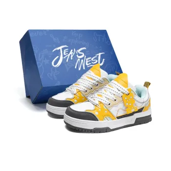 JEANSWEST Cheese Patchwork Trendy Slip Resistant, Abrasion Resistant, Breathable Low Top Skateboard Shoes Men's