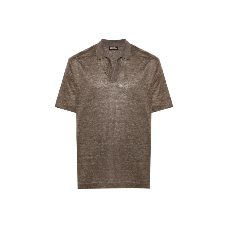 Ermenegildo Zegna Short sleeve Linen Polo Shirt-0