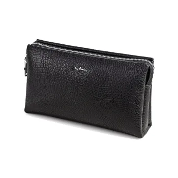 PIERRE CARDIN Cow Leather Clutch Men's Black