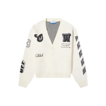 OFF WHITE Logo Embroidered Knitted Cardigan