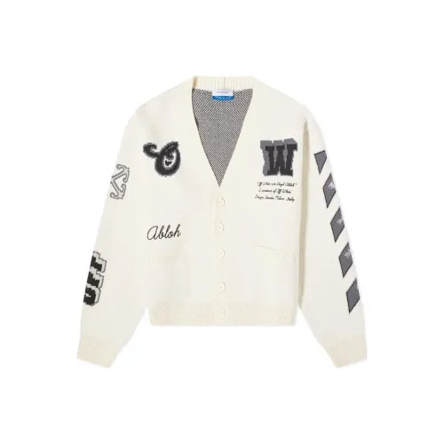 OFF WHITE Logo Embroidered Knitted Cardigan