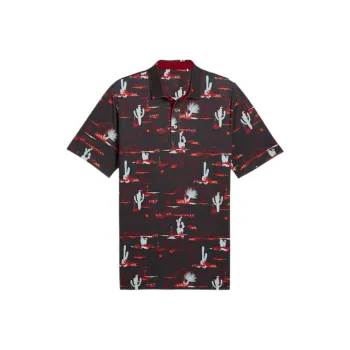 PUMA Golf Matter Bushland Polo Shirt Men's Black/Dark Red
