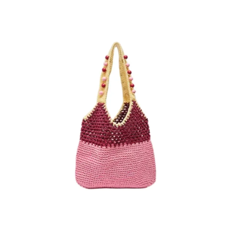 Three Blessings Woven Material Handbag, Shoulder Bag Medium Size Women's Multicolor-2