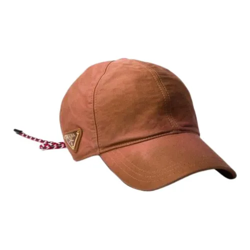 PRADA Enamel, Metal, Cotton Baseball Caps Women's Caramel