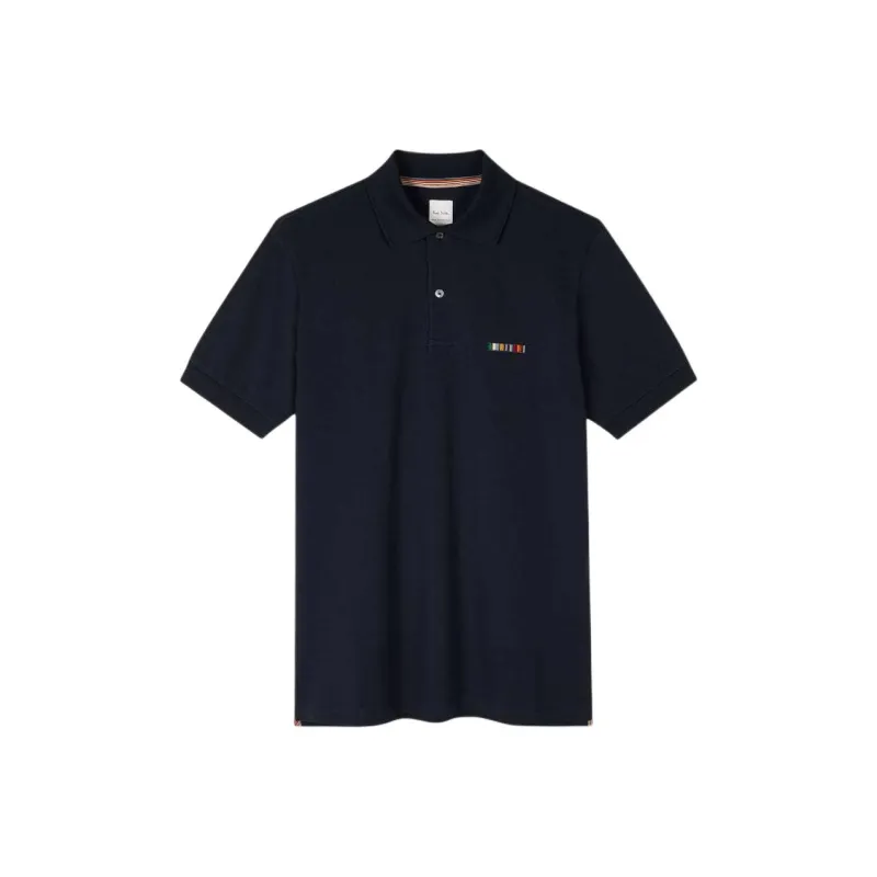 Paul Smith Stripe Trim Embroidered Polo Shirt-0
