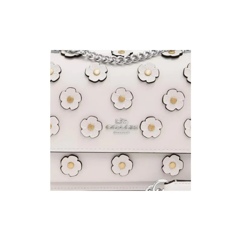 COACH Leather Shoulder Bag, Crossbody Bag Mini Women's Chalk White-4