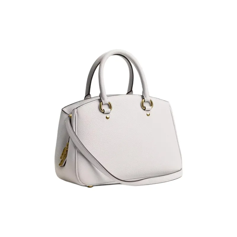 COACH Pebbled Leather Tote Bag, Shopping Bag, Shoulder Bag, Handbag Small Size Women's White-1